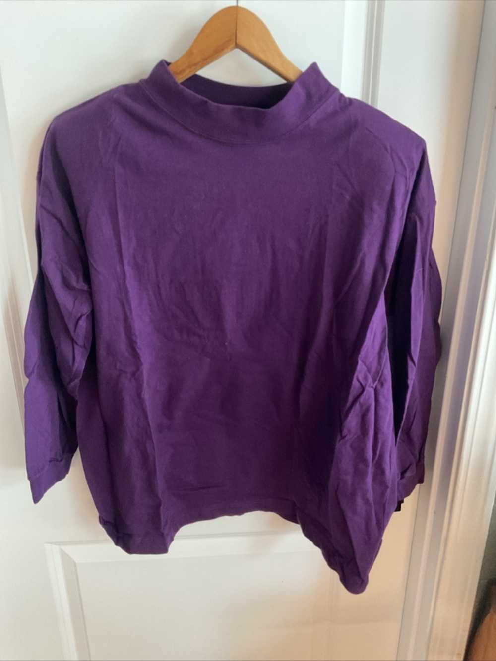Cornerstone - Purple Women's Mock Neck 3/4 Sleeve Top - Size X-Large